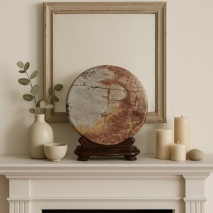 Large Picture Jasper Full Moon With Stand over 7lbs! Gray and Red Tone